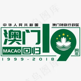 澳门回归19周年矢量艺术字