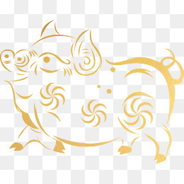 新年中国风剪纸喜庆金猪元素,免抠元素