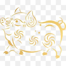 新年中国风剪纸喜庆金猪元素,免抠元素(4846X3798(DPI:299))psd模版下载