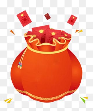 红色红包福袋,免抠元素