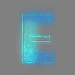 科技线条蓝色绿色字母E