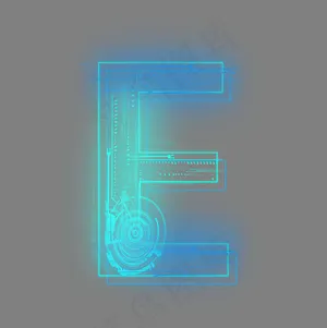 科技线条蓝色绿色字母E