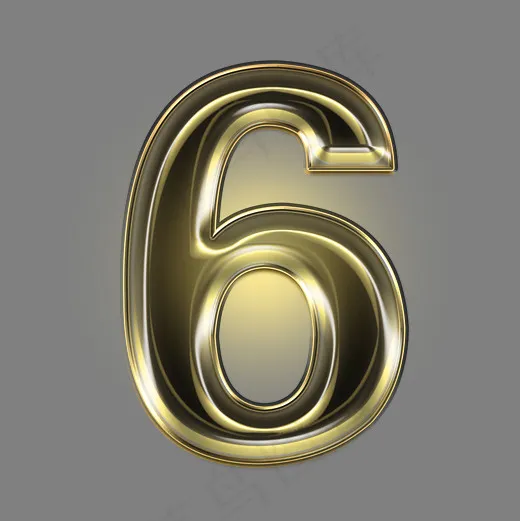 金色黑金光效PSD数字6(3000*3000px)psd模版下载
