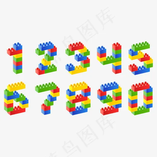 彩色乐高玩具立体创意艺术数字(2480*1996px)ai矢量模版下载