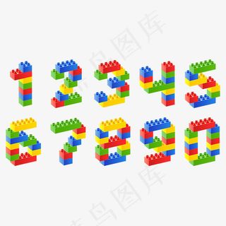 彩色乐高玩具立体创意艺术数字