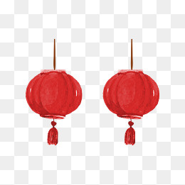 卡通红色春节灯笼,免抠元素