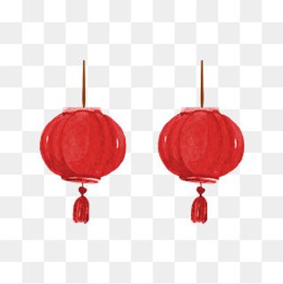 卡通红色春节灯笼,免抠元素