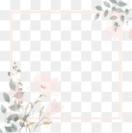 古风边框水墨花朵,免抠元素