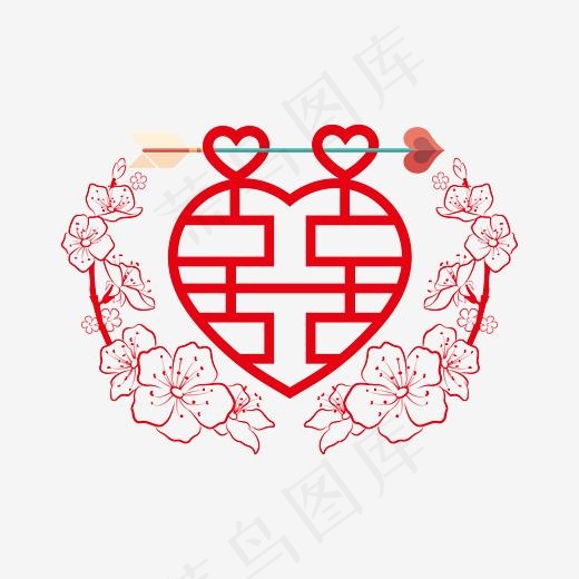 结婚红色双喜囍字矢量艺术字