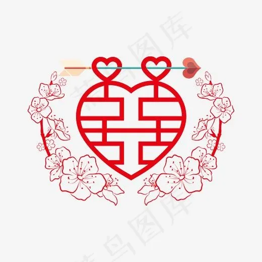结婚红色双喜囍字矢量艺术字(2953*2953px)ai矢量模版下载