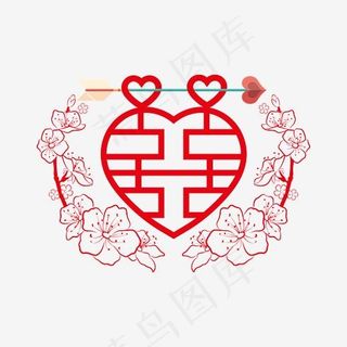 结婚红色双喜囍字矢量艺术字