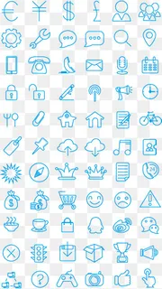 精美的蓝色线绘商务符号图标矢量,免抠元素