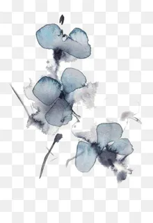 蓝色水印花瓣,免抠元素 蓝色水印花瓣,免抠元素