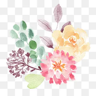 卡通水彩手绘小清新花草,免抠元素