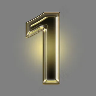 金色黑金光效PSD数字1