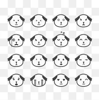 卡通手绘16种小狗表情包