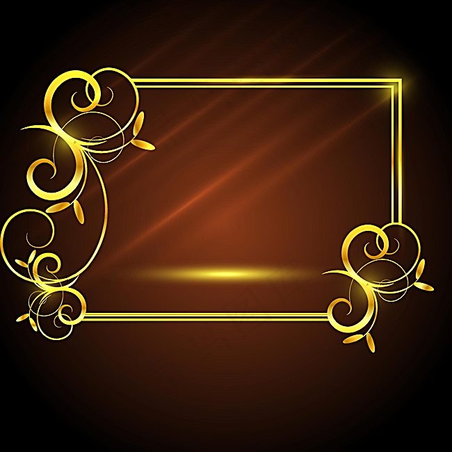 金色花纹金属质感边框黑底背景素材背景图片素材,背景元素