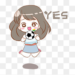 表情YES世界杯小女孩插画