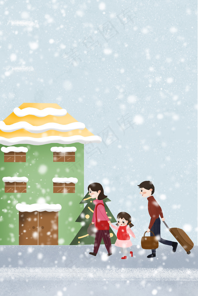 春运新年一家人回家团圆海报背景图片素材