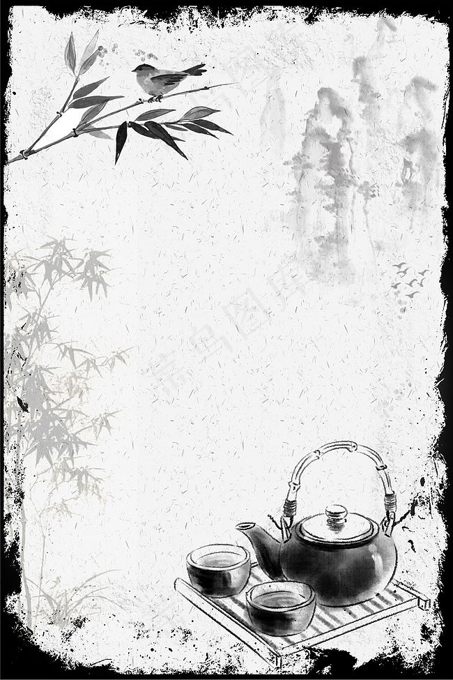 中国风简洁茶艺文化海报H5背景psd下载背景图片素材