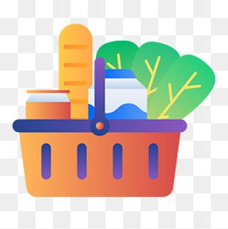 扁平多彩卡通风格超市商场杂货店,免抠元素