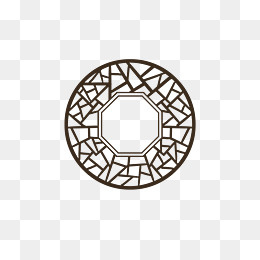 复古中国风不规则园林窗户,免抠元素