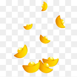 漂浮洒落的金元宝,免抠元素