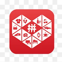 红色拼多多购物软件logo,免抠元素(1200*1200px)psd模版下载