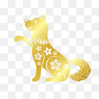 中国风精美金色梅花狗矢量下载,免抠元素