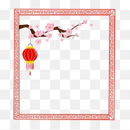 元旦灯笼红色边框,免抠元素(3000*3000px)psd模版下载
