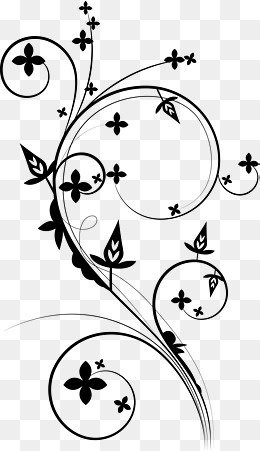 矢量黑色水墨花藤图,免抠元素