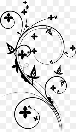 矢量黑色水墨花藤图,免抠元素