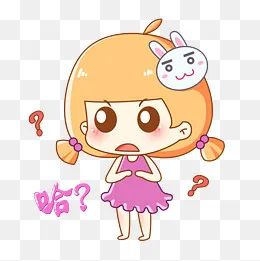 兔宝女孩卡通主题表情包之疑问脸(2500*2500px)psd模版下载