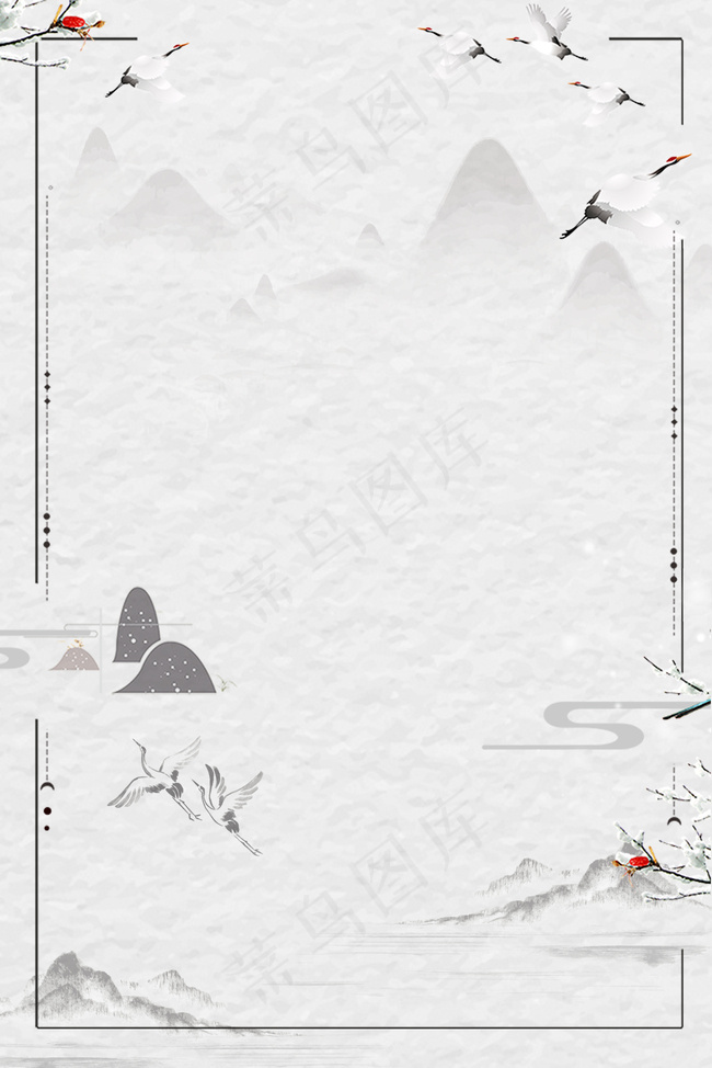 古风山水文艺海报背景图片素材