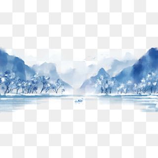 中国风手绘水墨风景山水画,免抠元素