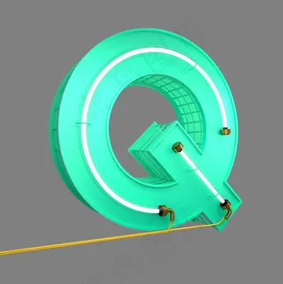 英文字母大写Q数字字母字母素材3D立体灯管字