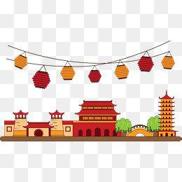 中式房屋矢量,免抠元素