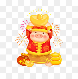 2019年发财猪,免抠元素(2000*2000px)psd模版下载