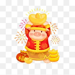 2019年发财猪,免抠元素(2000*2000px)psd模版下载