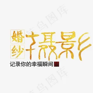 金色婚纱摄影艺术字,免抠元素艺术字
