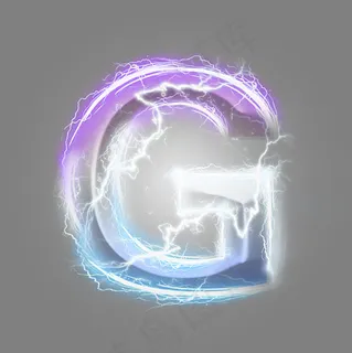 炫酷紫色蓝色闪电字母G 炫酷紫色蓝色闪电字母G