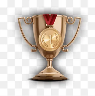 年终奖铜制奖杯奖牌元素,免抠元素