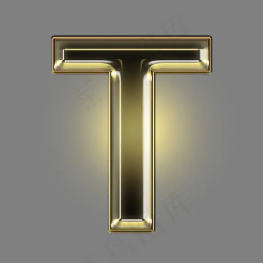 金色黑金光效PSD字母T(3000*3000px)psd模版下载