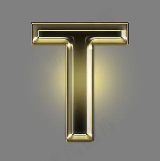 金色黑金光效PSD字母T