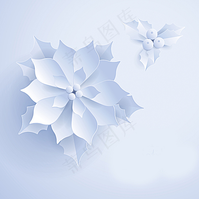 3D立体剪纸花朵喜庆春节瑞雪兆丰年海报背景图片素材