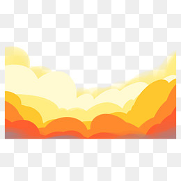 手绘卡通金色渐变云插画