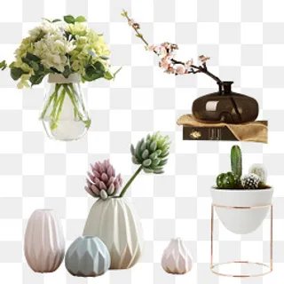 北欧风格花瓶插花摆件,免抠元素 北欧风格花瓶插花摆件,免抠元素