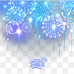 蓝紫色喜庆烟花礼花,免抠元素