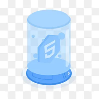 2.5d立体蓝色系科技风h5免抠罐子素,免抠元素