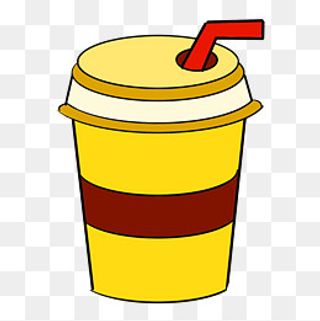 黄色手绘奶茶杯子元素,免抠元素